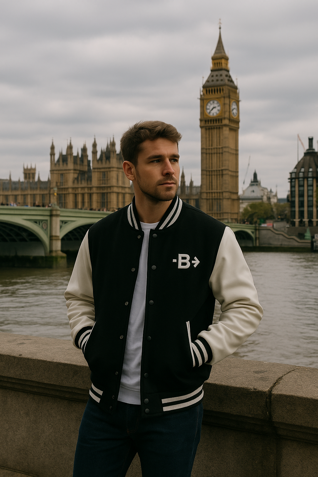 Baseball Inspired Fleeced Varsity Jacket